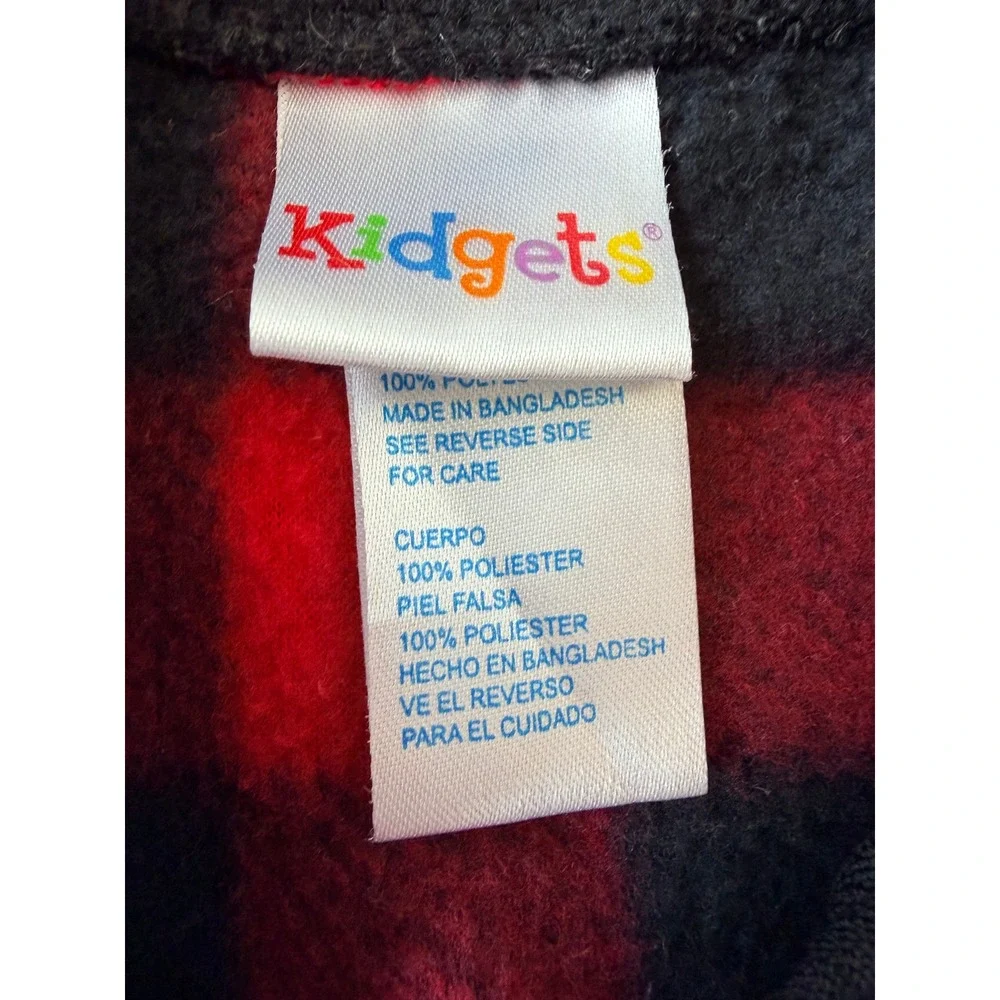 Kids‎ Buffalo Plaid Fleece Jacket 3T Red Christmas Holiday Winter Coat Unisex
